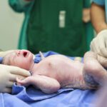 Newborn baby in labor room